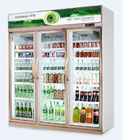 Pendingin minuman display komersial tegak 1700L dengan 3 pintu kaca