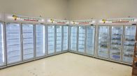 Adjustable Shelf Komersial Tegak Pintu Kaca Freezer Untuk Keju Es Krim