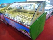 18 Nampan R404a Hijau Komersial Ice Cream Display Freezer Untuk Toko