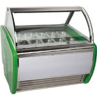 Kaca Melengkung 6 Kontainer Ice Cream Scoop Display Freezer Cabinet Dengan T5 / LED Light