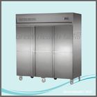 Freezer Komersial Stainless Steel Tegak 6 Pintu Untuk Pabrik Restoran