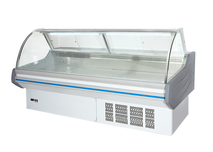 Kaca Melengkung Makanan Dimasak Freezer Deli Display Kulkas / Panjang Pendingin Opsional