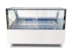 Stasiun pencuci mulut Pemandangan es krim stainless steel Freezer 16 Tangki