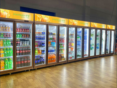 Pengeringan Kipas Angin Pintu Swing Display Minuman Pendinginan / kulkas supermarket