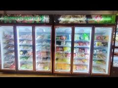 Green & Health Rantai Toko Pintu Kaca Freezer Untuk Makanan Beku Dengan Pendingin Kipas
