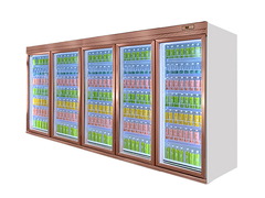 Minuman Cooler Kaca Pintu tegak Showcase Freezer / kulkas supermarket