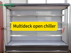 Led Cahaya Multideck Open Chiller Cabinet Untuk Buah Dan Sayuran Segar