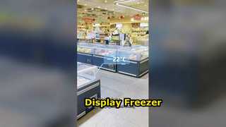 Freezer display komersial island freezer dengan pintu kaca geser