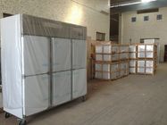 Deep Commercial Freezer Tegak 1600L 6 Pintu Kaca Dengan Plastik Shelf Steel Shelf factory