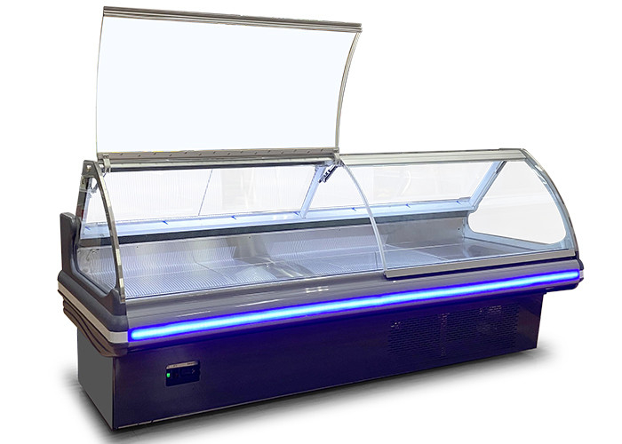 Butchery Shop Deli Display Kulkas Display Daging Kulkas Showcase Dengan Pintu Geser Belakang