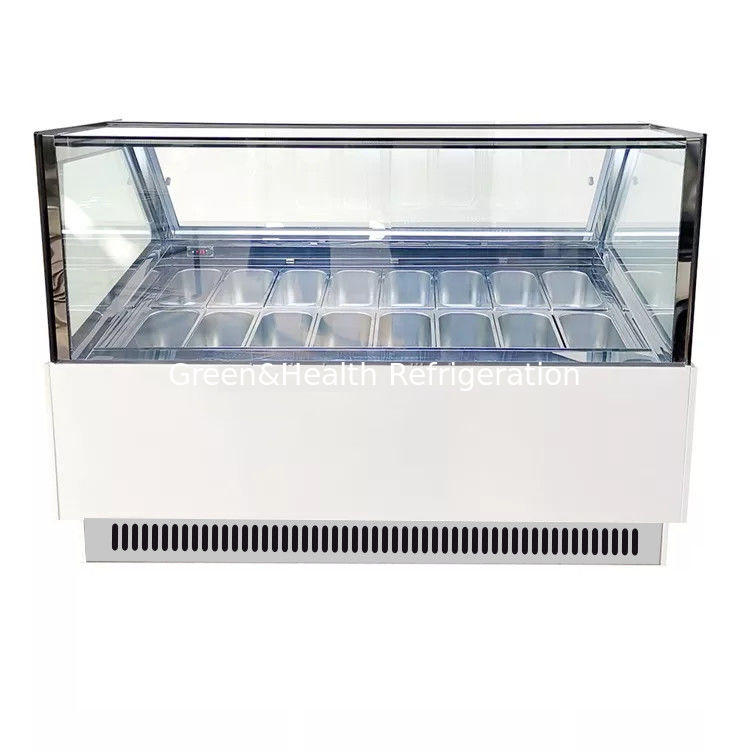 Freezer Tampilan Es Krim Pendingin Kipas Komersial dengan Panci Stainless Steel dan Pengontrol Digital