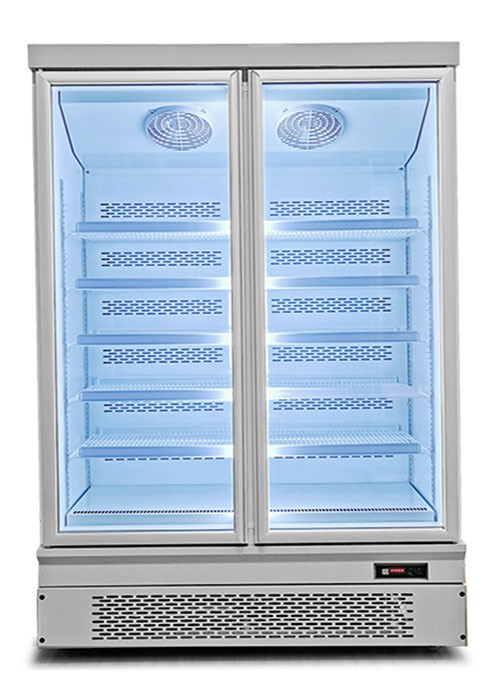 Pembekuan Cepat Supermarket Komersial Tampilan Tegak Kulkas Freezer Untuk Makanan Beku