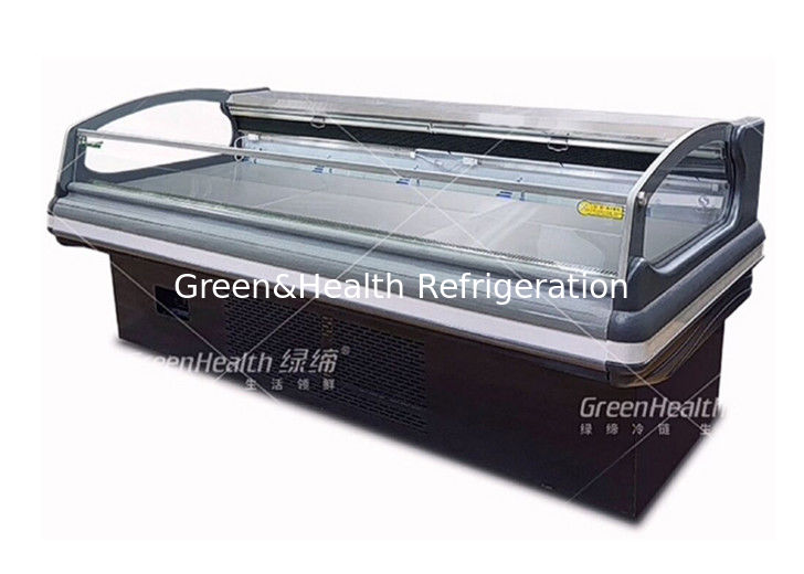 Chiller tampilan daging komersial dengan lampu LED pendingin dinamis dan kompresor Danfoss/Secop untuk supermarket