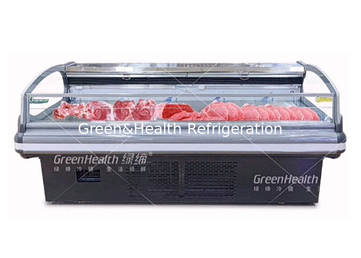 Chiller tampilan daging komersial dengan lampu LED pendingin dinamis dan kompresor Danfoss/Secop untuk supermarket