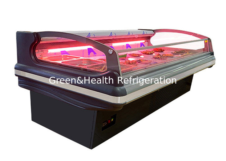 Chiller tampilan daging komersial dengan lampu LED pendingin dinamis dan kompresor Danfoss/Secop untuk supermarket