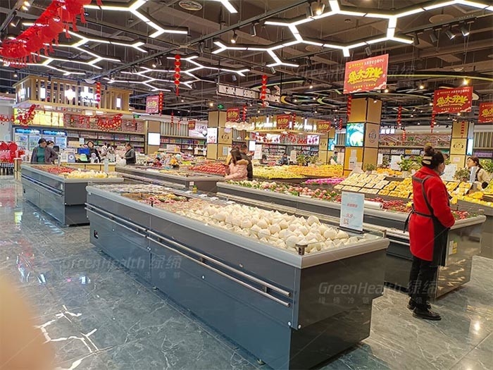 Tampilan Tipe Terbuka Atas Chiller Buah Dan Sayuran Horisontal Komersial