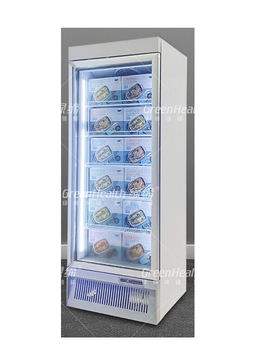 Freezer Pintu Kaca Supermarket Pencairan Otomatis Untuk Produk Beku