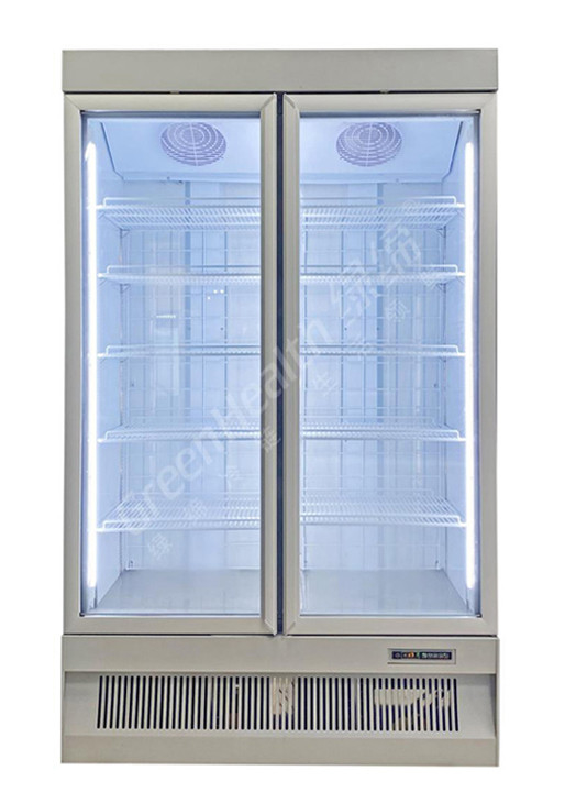 Freezer Pintu Kaca Supermarket Pencairan Otomatis Untuk Produk Beku