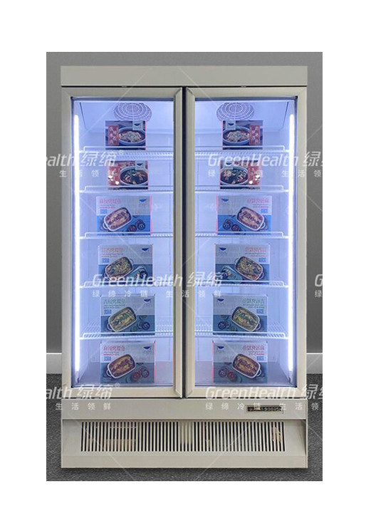 Freezer Pintu Kaca Supermarket Pencairan Otomatis Untuk Produk Beku