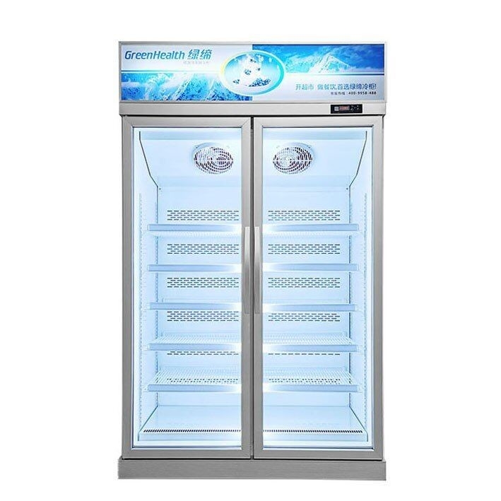 Supermarket 1/2/3 Pintu Kaca Menampilkan Freezer Tegak Untuk Es Krim