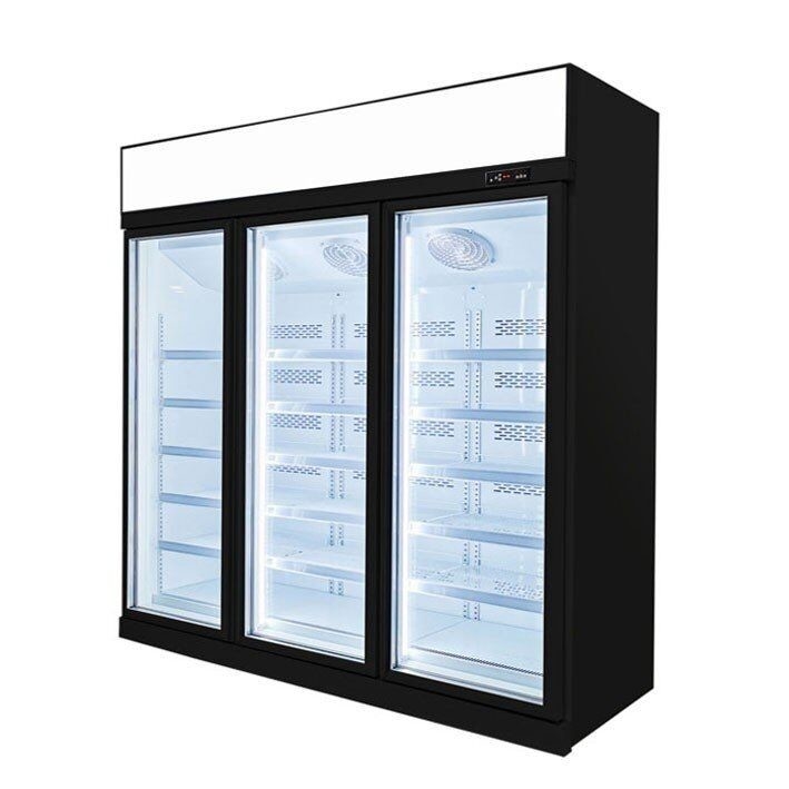 Supermarket 1/2/3 Pintu Kaca Menampilkan Freezer Tegak Untuk Es Krim