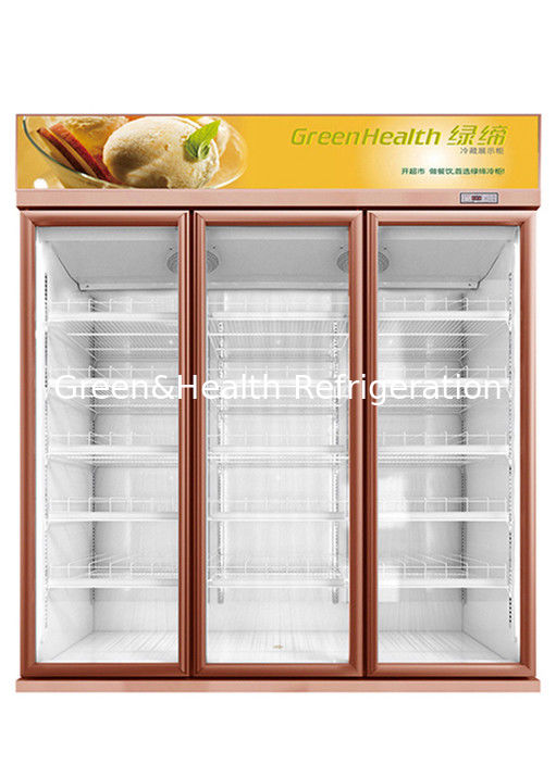 Disesuaikan 1 2 3 Chiller Pintu Kaca Untuk Menampilkan Kulkas Komersial Tanpa Kabut Minuman Dingin