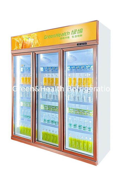 Disesuaikan 1 2 3 Chiller Pintu Kaca Untuk Menampilkan Kulkas Komersial Tanpa Kabut Minuman Dingin