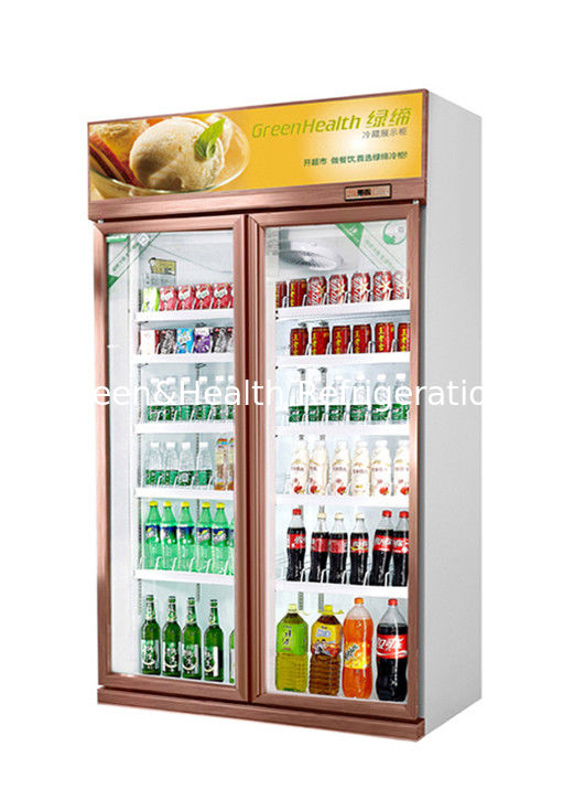 Disesuaikan 1 2 3 Chiller Pintu Kaca Untuk Menampilkan Kulkas Komersial Tanpa Kabut Minuman Dingin