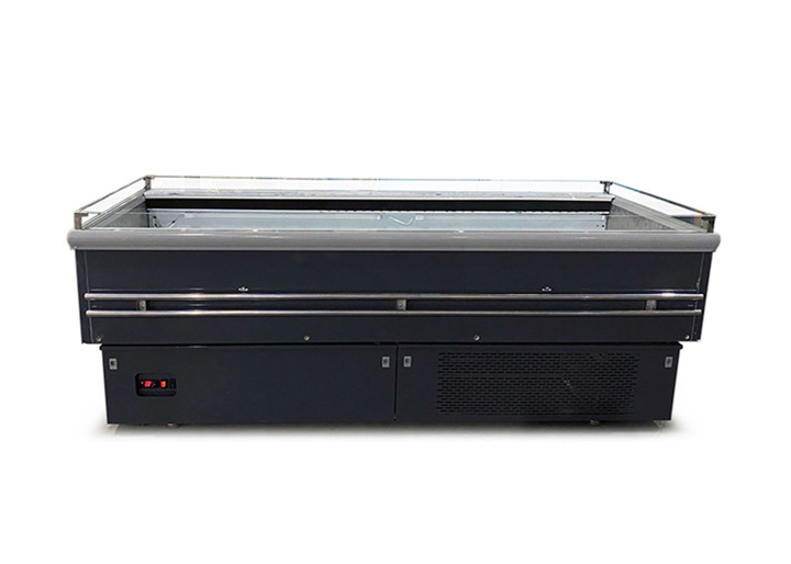 Flat Top Open Supermarket Island Freezer Kulkas Tampilan Daging Komersial Dengan LED