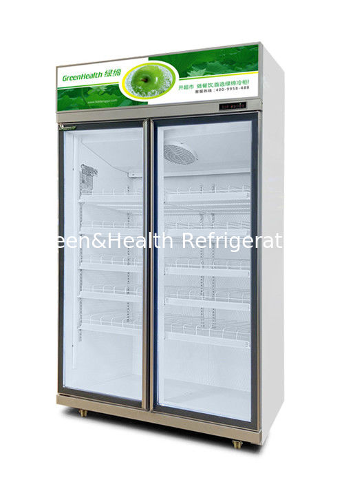 Commercial Beverage Cooler dengan Pintu Kaca Ganda 1050W Daya dan Kapasitas 1530L untuk Supermarket