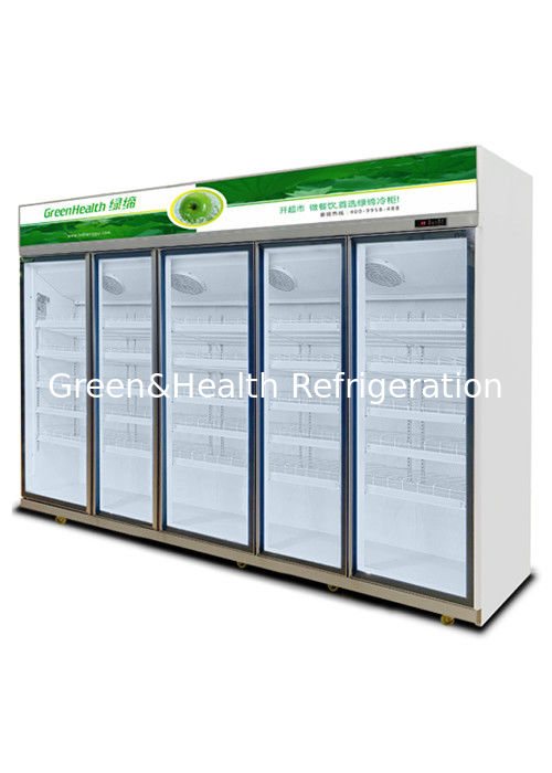 Commercial Beverage Cooler dengan Pintu Kaca Ganda 1050W Daya dan Kapasitas 1530L untuk Supermarket