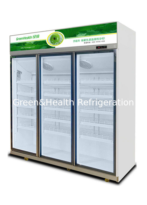 Commercial Beverage Cooler dengan Pintu Kaca Ganda 1050W Daya dan Kapasitas 1530L untuk Supermarket