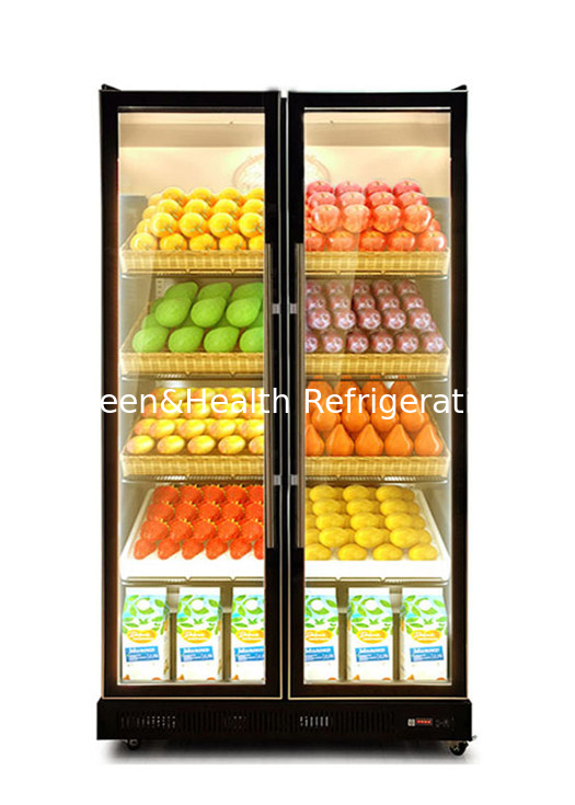 3 Warna Cahaya 740L Air Cooling Kaca Pintu Botol Cooler Display Kulkas