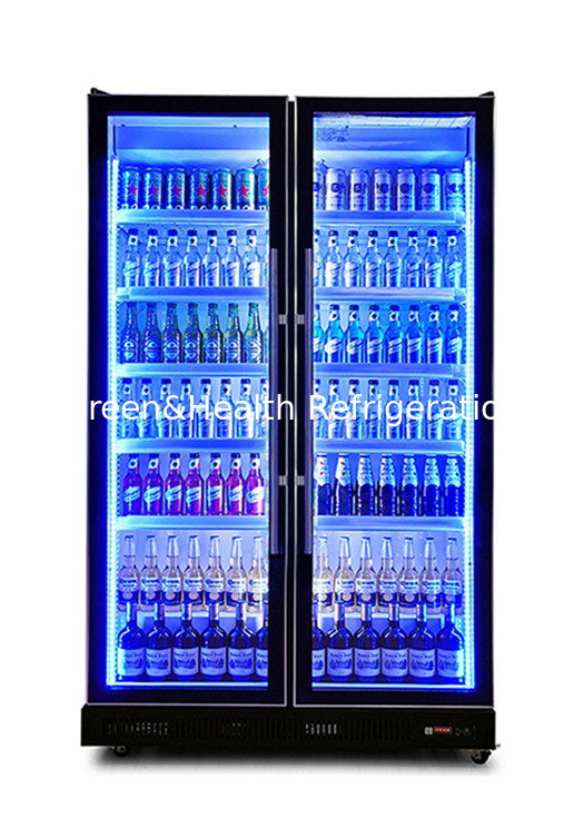 3 Warna Cahaya 740L Air Cooling Kaca Pintu Botol Cooler Display Kulkas