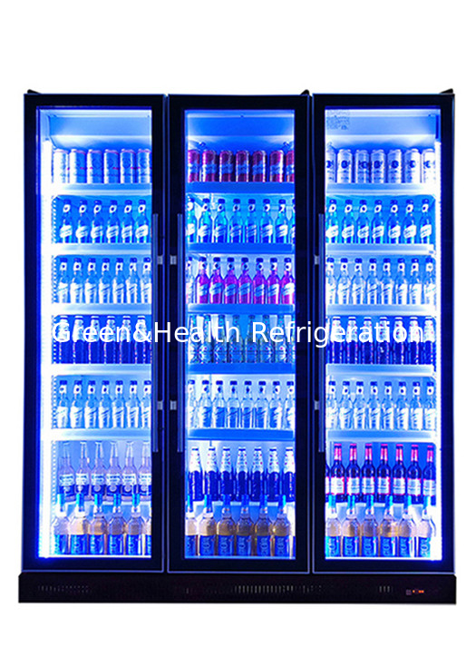 3 Warna Cahaya 740L Air Cooling Kaca Pintu Botol Cooler Display Kulkas
