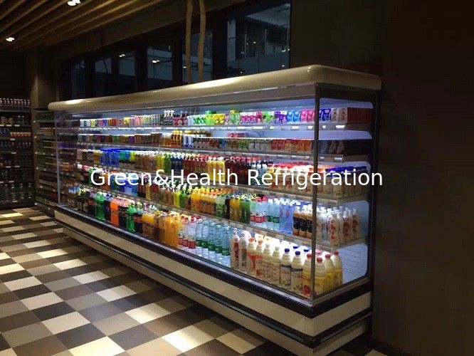 Pendingin Udara Tipe Multideck Chiller Terbuka Untuk Minuman Sayuran / Kulkas Layar Komersial