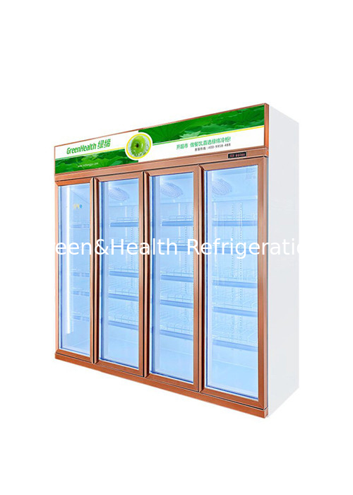 Pintu kaca tegak kulkas pendingin minuman komersial untuk toko / restoran & kafe