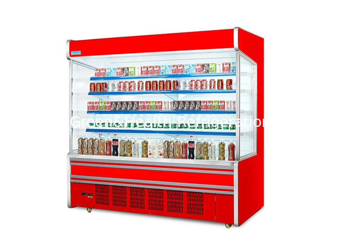 Chiller terbuka multi-deck komersial dengan pendinginan dinamis rak yang disesuaikan dan pencahayaan LED untuk supermarket