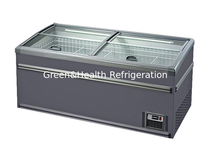 Volume Besar Pintu Geser Kulkas Es Krim Island Display Freezer R404a 1040L