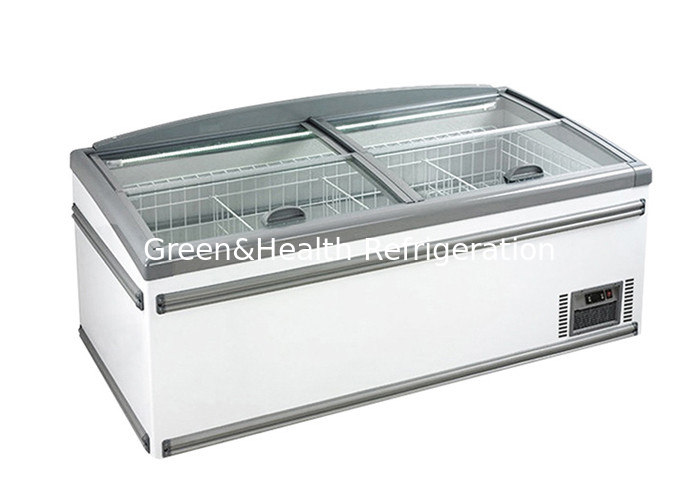 Volume Besar Pintu Geser Kulkas Es Krim Island Display Freezer R404a 1040L