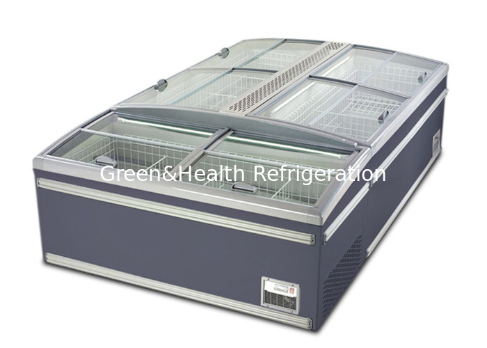 Volume Besar Pintu Geser Kulkas Es Krim Island Display Freezer R404a 1040L