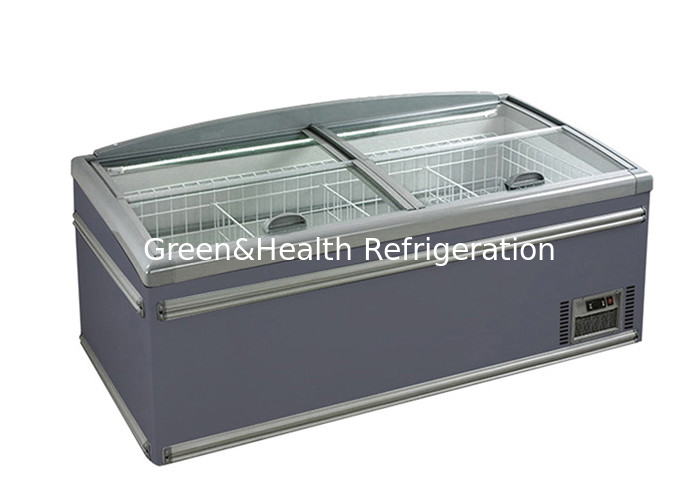 Volume Besar Pintu Geser Kulkas Es Krim Island Display Freezer R404a 1040L