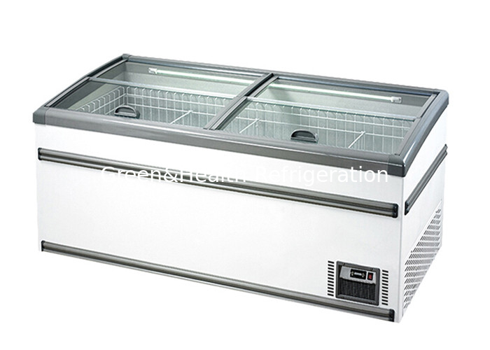 Volume Besar Pintu Geser Kulkas Es Krim Island Display Freezer R404a 1040L