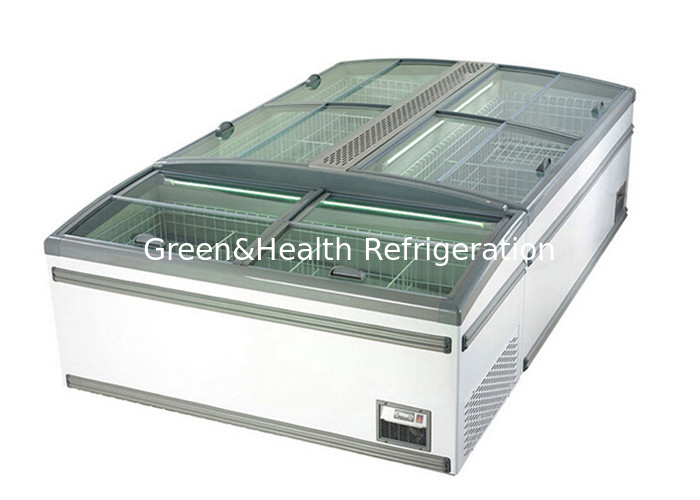 Volume Besar Pintu Geser Kulkas Es Krim Island Display Freezer R404a 1040L