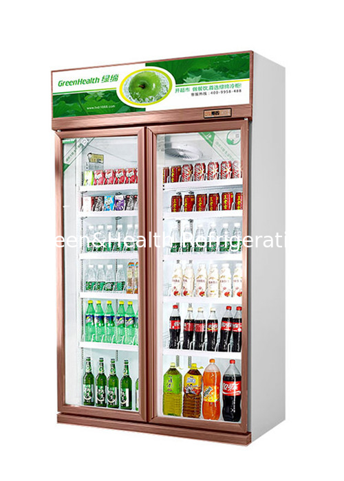 Pintu kaca tegak kulkas pendingin minuman komersial untuk toko / restoran & kafe