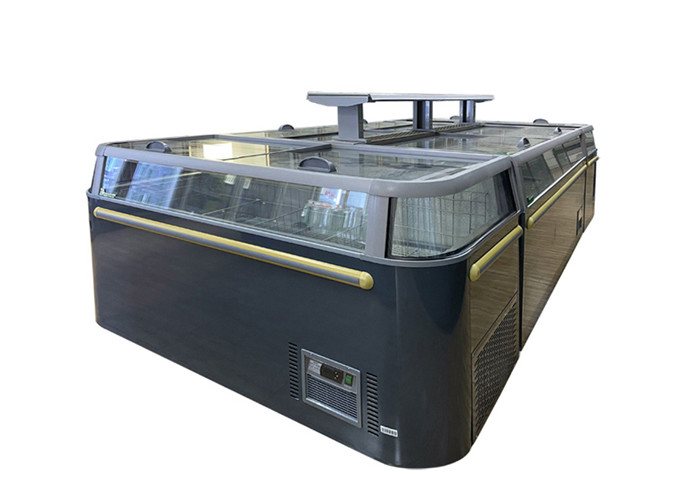 -18 ~ -22 ℃ Freezer Pulau Supermarket Komersial Pintu Kaca Geser Pulau Beku Menggabungkan Freezer