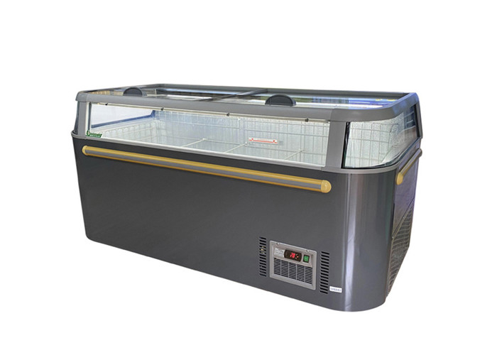 -18 ~ -22 ℃ Freezer Pulau Supermarket Komersial Pintu Kaca Geser Pulau Beku Menggabungkan Freezer