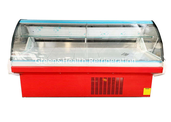 Kulkas komersial dengan kapasitas 100L dengan pintu kaca depan dan pencahayaan LED 6500K