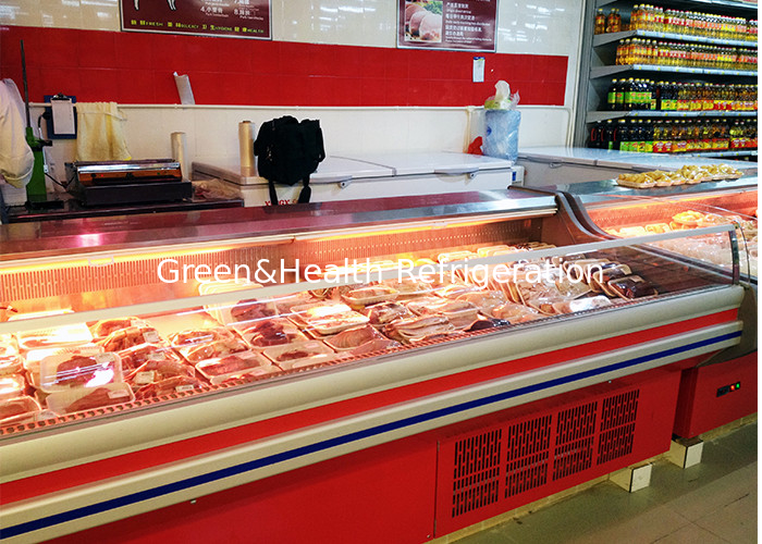 Hipermarket Pendinginan Open Type Counter 2.5M Fresh Meat Display Freezer