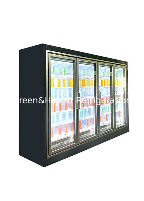 Remote Plug-In Multideck Open Beverage Display Chiller dengan R404A Refrigerant dan Double Air Curtain untuk pendingin komersial 2 ~ 8 °C